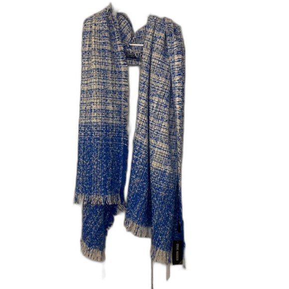 Steve Madden Tweed Boucle Scarf Blue Ombre - Picture 1 of 3